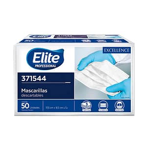 Mascarilla Desechable 3 Pliegues Elite  Caja 50 Unidades Hipoalergénicas