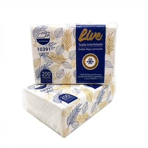 Toalla Interfoliada Live Doble Hoja Laminada Tipo Z 200 Hojas 18 paquetes