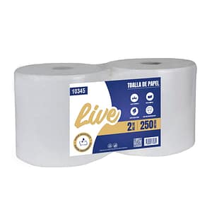 Toalla de Papel Jumbo LIVE  Hoja simple 250 Metros 2 rollos
