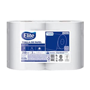 Toalla de Papel Rollo Elite Professional   Hoja simple  250 Metros 2 rollos