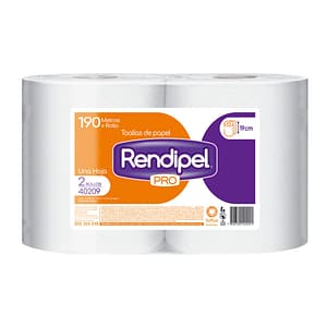 Toalla de Papel Rollo Rendipel Pro Hoja simple  190 Metros 2 rollos